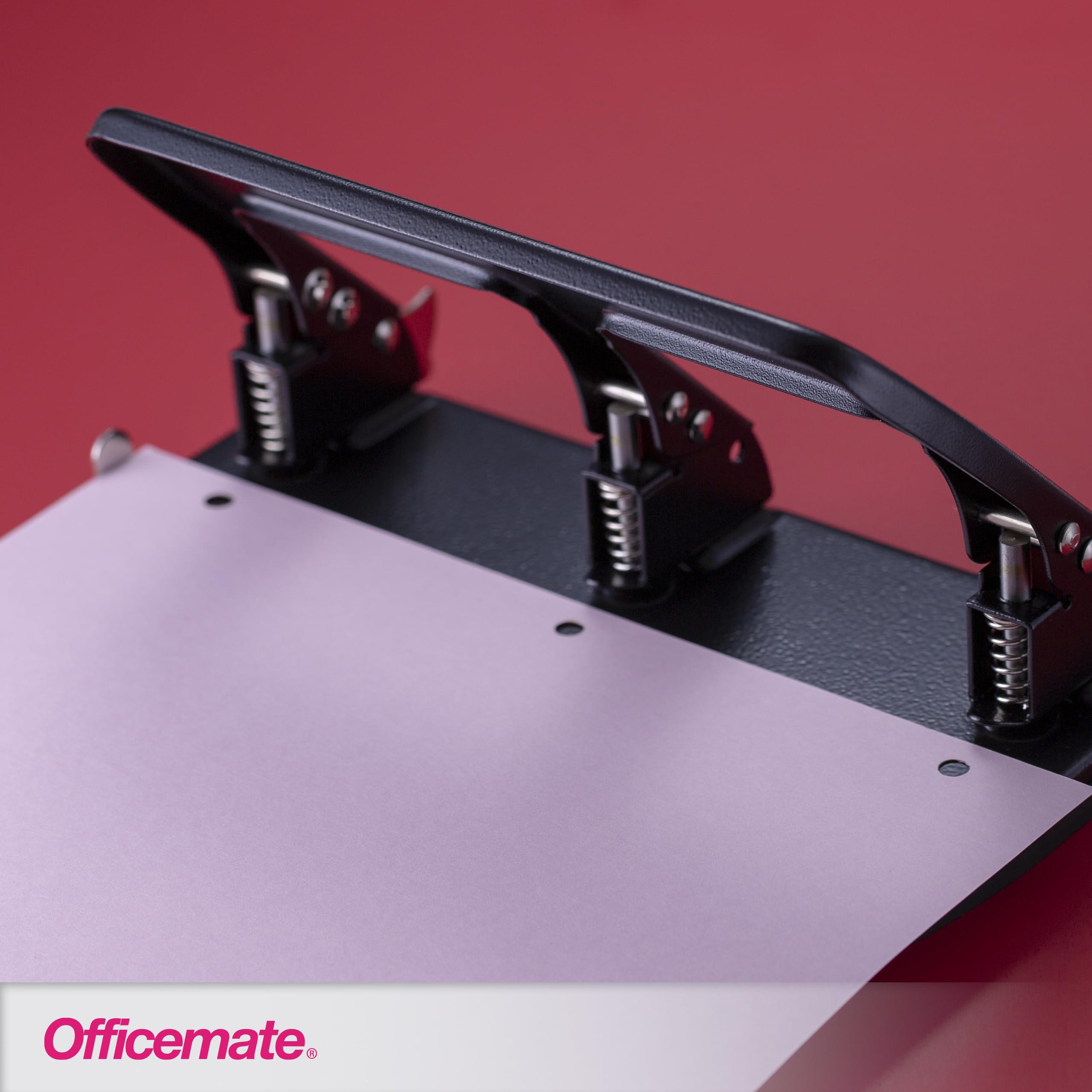 Officemate 3-Hole Punch, Medium Duty, 30-Sheet Capacity, Ergonomic Handles, Adjustable Paper Guide, Durable Metal Base, Black - Image 8