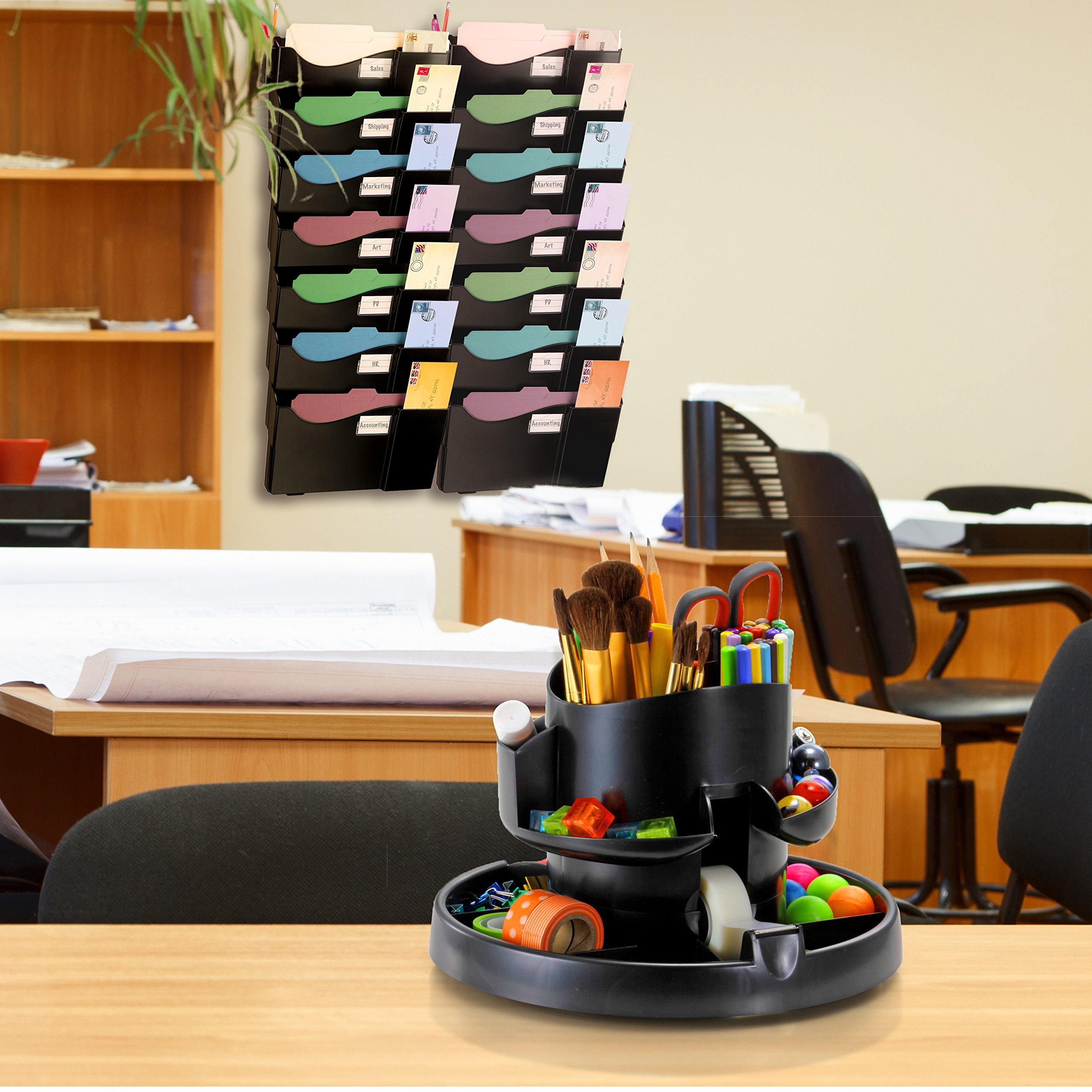 Officemate Grande Central Filing System, 7 Sections, Legal/Letter Size, 16.63" x 4.75" x 38.25", Black, 7/Pack - Image 4