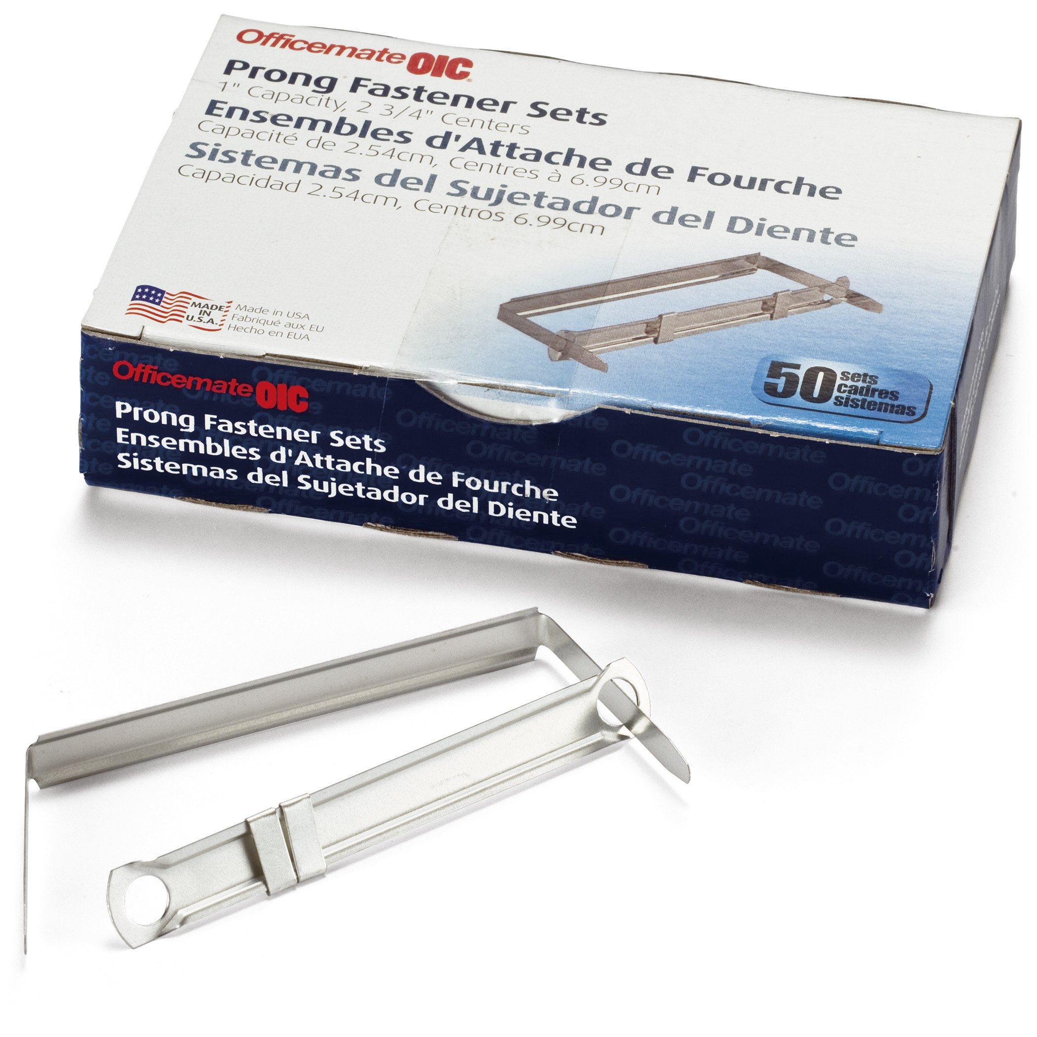 Officemate Prong Paper Fasteners, 1 inch Capacity, 2.75 inch Base, Box of 50 Complete Sets, (99851) - Image 3