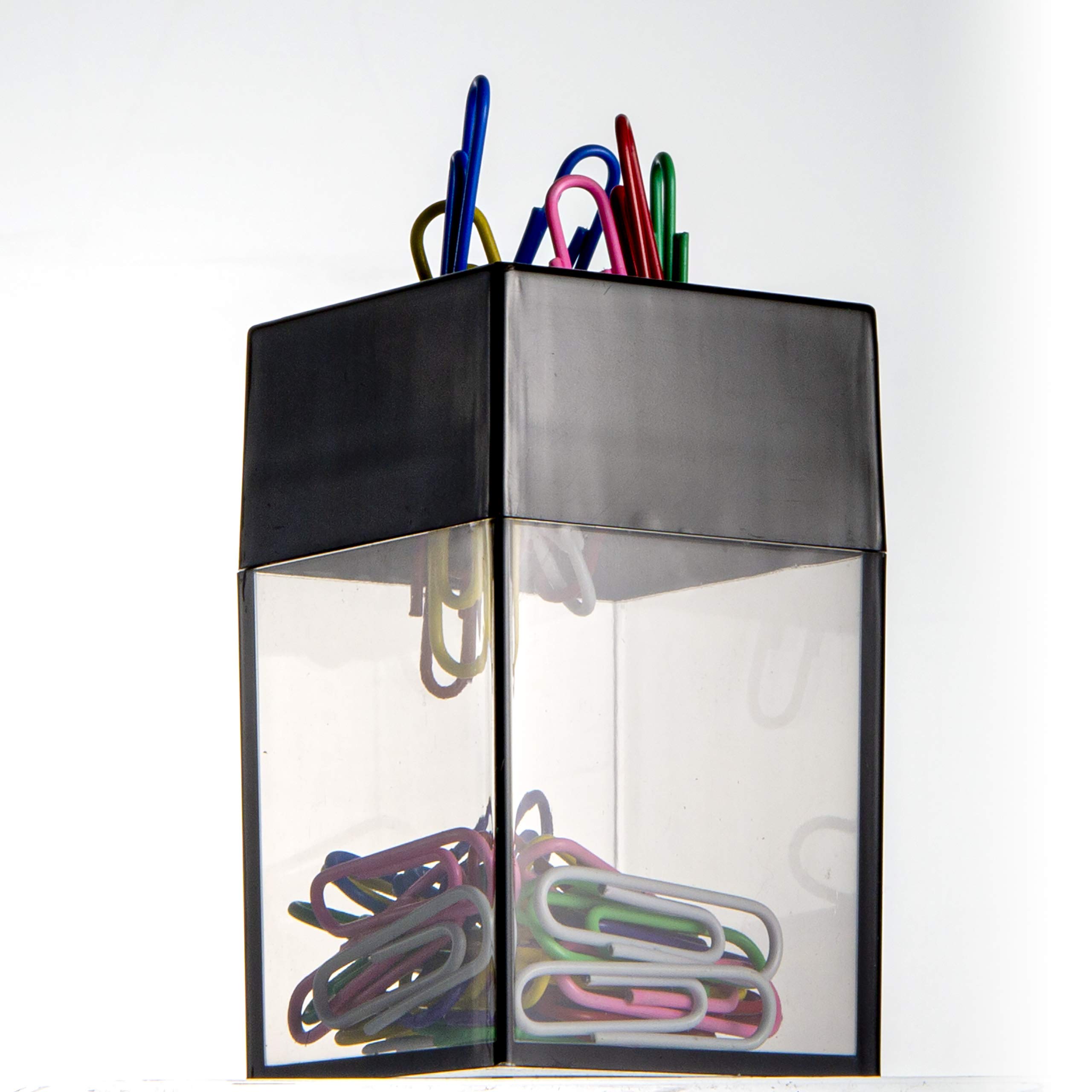 Officemate Small Clip Dispenser with Magnetic Top, Clear/Black (93687) - Image 3